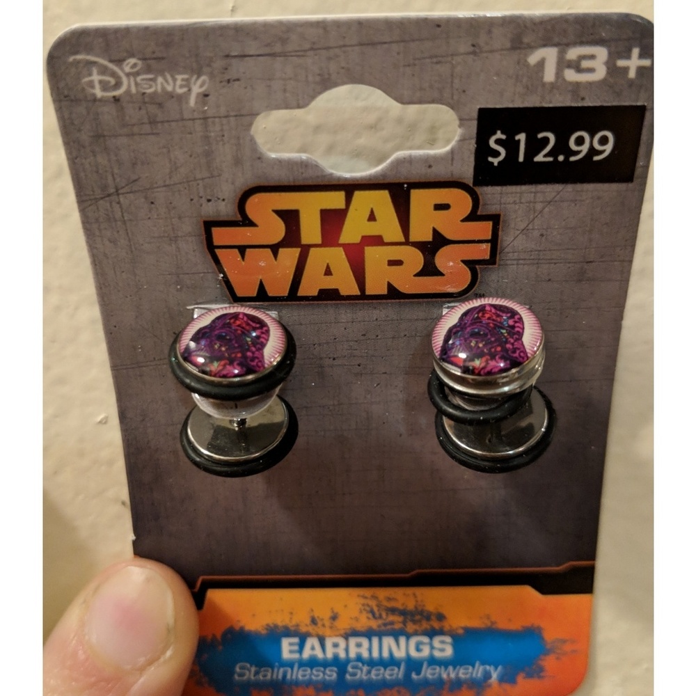 New Star Wars Darth Vader fake plug earrings